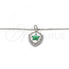 Rhodium Plated Pendant Necklace, Star Design, with Green Opal and White Micro Pave, Polished, Rhodium Finish, 04.63.1325.7.18