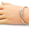 Oro Laminado Individual Bangle, Gold Filled Style with White Micro Pave, Polished, Golden Finish, 07.204.0006.04