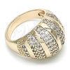 Oro Laminado Multi Stone Ring, Gold Filled Style with White Micro Pave, Polished, Golden Finish, 01.346.0011.09