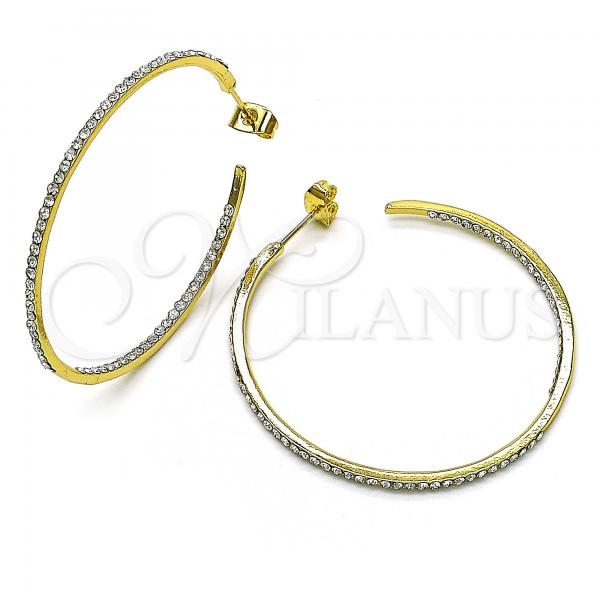 Oro Laminado Medium Hoop, Gold Filled Style with White Crystal, Polished, Golden Finish, 02.379.0055.1.45