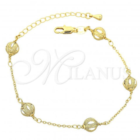 Oro Laminado Fancy Bracelet, Gold Filled Style Rolo Design, Matte Finish, Golden Finish, 03.63.1199.07