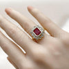Oro Laminado Multi Stone Ring, Gold Filled Style Cluster Design, with Garnet and White Cubic Zirconia, Polished, Golden Finish, 01.196.0032.1
