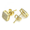 Oro Laminado Stud Earring, Gold Filled Style with White Micro Pave, Polished, Golden Finish, 02.344.0073