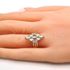 Oro Laminado Multi Stone Ring, Gold Filled Style with White Cubic Zirconia, Polished, Golden Finish, 01.210.0054.08 (Size 8)