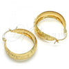 Oro Laminado Medium Hoop, Gold Filled Style Flower Design, Polished, Golden Finish, 02.106.0002.30
