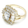 Oro Laminado Multi Stone Ring, Gold Filled Style with White Cubic Zirconia, Polished, Golden Finish, 01.210.0102.06 (Size 6)