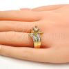 Gold Tone Multi Stone Ring, with White Cubic Zirconia, Polished, Golden Finish, 01.199.0006.09.GT (Size 9)