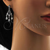 Rhodium Plated Long Earring, Teardrop Design, with White Cubic Zirconia, Polished, Rhodium Finish, 02.206.0054.2