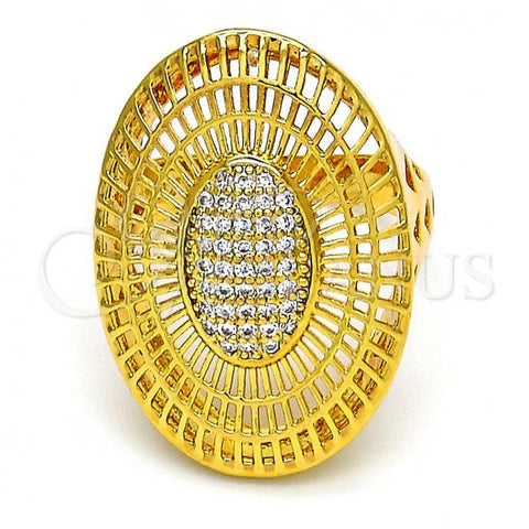 Oro Laminado Multi Stone Ring, Gold Filled Style with White Micro Pave, Polished, Golden Finish, 01.118.0029.07 (Size 7)