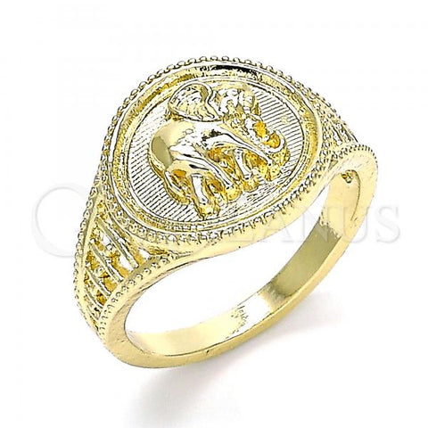Oro Laminado Elegant Ring, Gold Filled Style Elephant Design, Polished, Golden Finish, 01.351.0010.08 (Size 8)