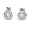 Sterling Silver Stud Earring, with White Cubic Zirconia, Polished, Rhodium Finish, 02.285.0021