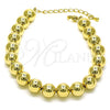 Oro Laminado Fancy Bracelet, Gold Filled Style Ball Design, Polished, Golden Finish, 03.341.0192.08