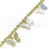 Oro Laminado Charm Bracelet, Gold Filled Style Butterfly Design, Diamond Cutting Finish, Tricolor, 03.351.0101.07
