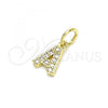 Oro Laminado Fancy Pendant, Gold Filled Style Initials Design, with White Cubic Zirconia, Polished, Golden Finish, 05.341.0021