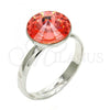 Rhodium Plated Multi Stone Ring, with Rose Peach Swarovski Crystals, Polished, Rhodium Finish, 01.239.0001.4 (One size fits all)
