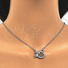 Sterling Silver Pendant Necklace, Swan Design, with Black and White Micro Pave, Polished, Rhodium Finish, 04.336.0038.16