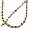 Oro Laminado Necklace and Bracelet, Gold Filled Style with Garnet and White Cubic Zirconia, Polished, Golden Finish, 06.284.0013.3