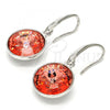 Rhodium Plated Dangle Earring, with Rose Peach Swarovski Crystals, Polished, Rhodium Finish, 02.239.0001.8