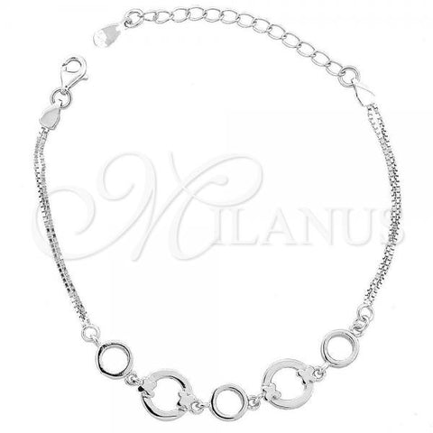 Sterling Silver Fancy Bracelet, Polished, Rhodium Finish, 03.183.0045