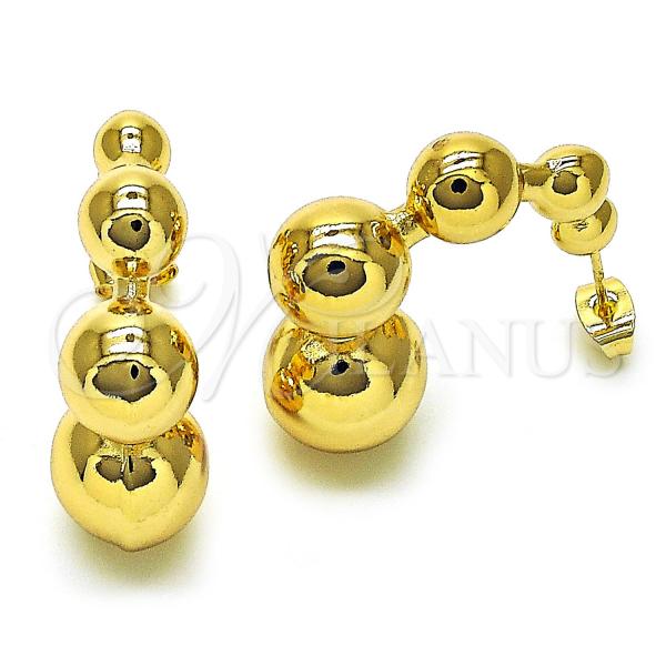 Oro Laminado Medium Hoop, Gold Filled Style Ball and Hollow Design, Polished, Golden Finish, 02.170.0455.30