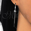 Sterling Silver Long Earring, Star Design, with White Micro Pave, Polished, Rhodium Finish, 02.186.0163.1