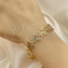 Oro Laminado Fancy Bracelet, Gold Filled Style Butterfly Design, Polished, Tricolor, 03.351.0135.08