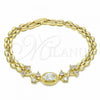Oro Laminado Fancy Bracelet, Gold Filled Style with White Cubic Zirconia, Polished, Golden Finish, 03.357.0013.07