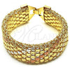 Oro Laminado Fancy Bracelet, Gold Filled Style Flower Design, Polished, Tricolor, 03.331.0015.08