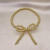 Oro Laminado Fancy Bracelet, Gold Filled Style Bow and Expandable Bead Design, Polished, Golden Finish, 03.341.0220.2.07