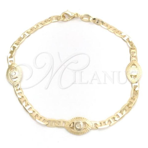 Oro Laminado Fancy Bracelet, Gold Filled Style Evil Eye and Mariner Design, Polished, Golden Finish, 03.58.0075.07