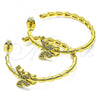 Oro Laminado Stud Earring, Gold Filled Style Butterfly Design, with White Micro Pave, Polished, Golden Finish, 02.341.0121
