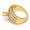 Gold Tone Multi Stone Ring, with White Cubic Zirconia, Polished, Golden Finish, 01.199.0005.08.GT (Size 8)