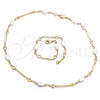 Oro Laminado Necklace and Bracelet, Gold Filled Style Heart and Love Knot Design, with Ivory Pearl, Polished, Golden Finish, 06.386.0003
