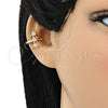 Oro Laminado Earcuff Earring, Gold Filled Style with White Cubic Zirconia, Polished, Golden Finish, 02.210.0690