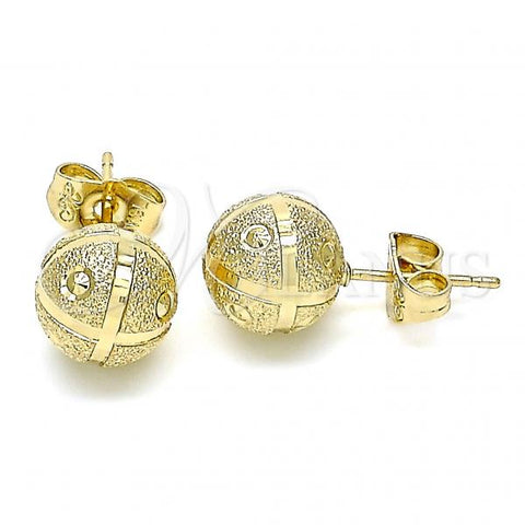 Oro Laminado Stud Earring, Gold Filled Style Matte Finish, Golden Finish, 02.100.0111