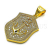 Oro Laminado Fancy Pendant, Gold Filled Style Anchor Design, with White Micro Pave, Polished, Golden Finish, 05.342.0146