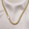 Oro Laminado Basic Necklace, Gold Filled Style Miami Cuban Design, with White Micro Pave, Polished, Golden Finish, 04.213.0303.18