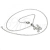Stainless Steel Pendant Necklace, Initials and Rolo Design, with White Crystal, Polished, Steel Finish, 04.238.0012.1.18