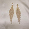 Oro Laminado Long Earring, Gold Filled Style with White Crystal and White Cubic Zirconia, Polished, Golden Finish, 02.268.0108