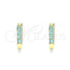 Oro Laminado Huggie Hoop, Gold Filled Style with Blue Topaz Cubic Zirconia, Polished, Golden Finish, 02.210.0604.2.12