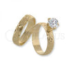 Oro Laminado Elegant Ring, Gold Filled Style Duo Design, with White Cubic Zirconia, Polished, Golden Finish, 01.91.0045.05 (Size 5)
