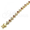 Oro Laminado Tennis Bracelet, Gold Filled Style with Ruby and White Cubic Zirconia, Polished, Golden Finish, 03.210.0074.2.08