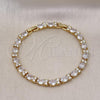 Oro Laminado Tennis Bracelet, Gold Filled Style with White Cubic Zirconia, Polished, Golden Finish, 03.206.0004.8.07