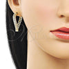 Oro Laminado Huggie Hoop, Gold Filled Style Evil Eye Design, with White Micro Pave, Polished, Golden Finish, 02.195.0353.30