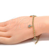 Oro Laminado Charm Bracelet, Gold Filled Style Star and Rolo Design, with White Crystal, Polished, Golden Finish, 03.63.1357.07