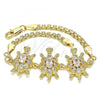 Oro Laminado Fancy Bracelet, Gold Filled Style Turtle Design, with White Cubic Zirconia, Polished, Golden Finish, 03.63.2134.07