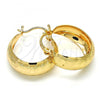 Oro Laminado Small Hoop, Gold Filled Style Greek Key Design, Polished, Golden Finish, 02.106.0003.20