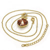 Oro Laminado Pendant Necklace, Gold Filled Style Heart Design, with Copper and Aurore Boreale Swarovski Crystals, Polished, Golden Finish, 04.239.0044.6.18