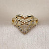 Oro Laminado Elegant Ring, Gold Filled Style Heart and Infinite Design, with White Cubic Zirconia, Polished, Golden Finish, 01.310.0041