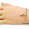 Oro Laminado Charm Bracelet, Gold Filled Style Shoes and Heart Design, Red Enamel Finish, Golden Finish, 03.341.2283.07